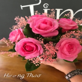 Hoa dat Hoa hồng cắm tròn ( H28cm)