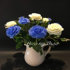 Hoa dat Hoa hồng xanh- kem (H45cm)