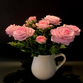 Hoa dat Hoa hồng pink ( cắm ly quai cao H45cm)